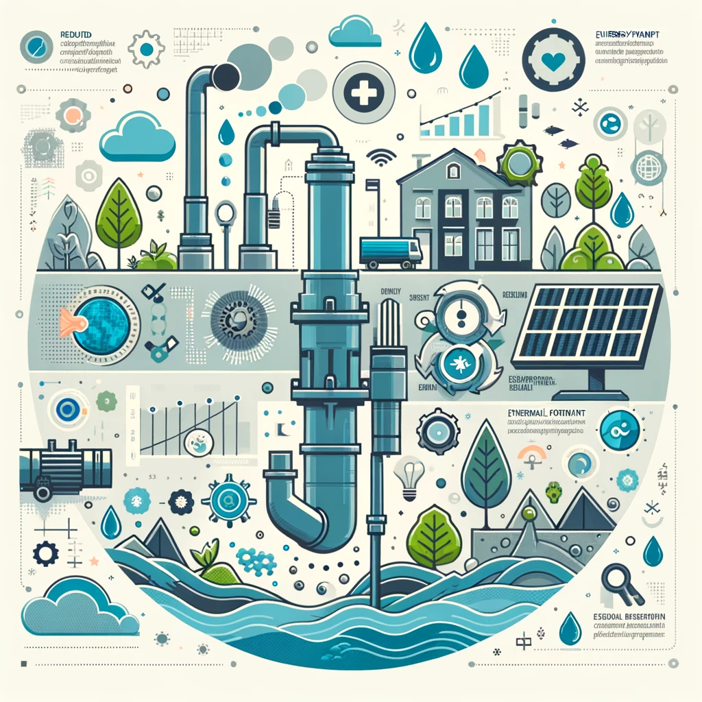 Infographic detailing the environmental advantages of Homa Submersible Pumps, including energy efficiency and reduced ecological impact.